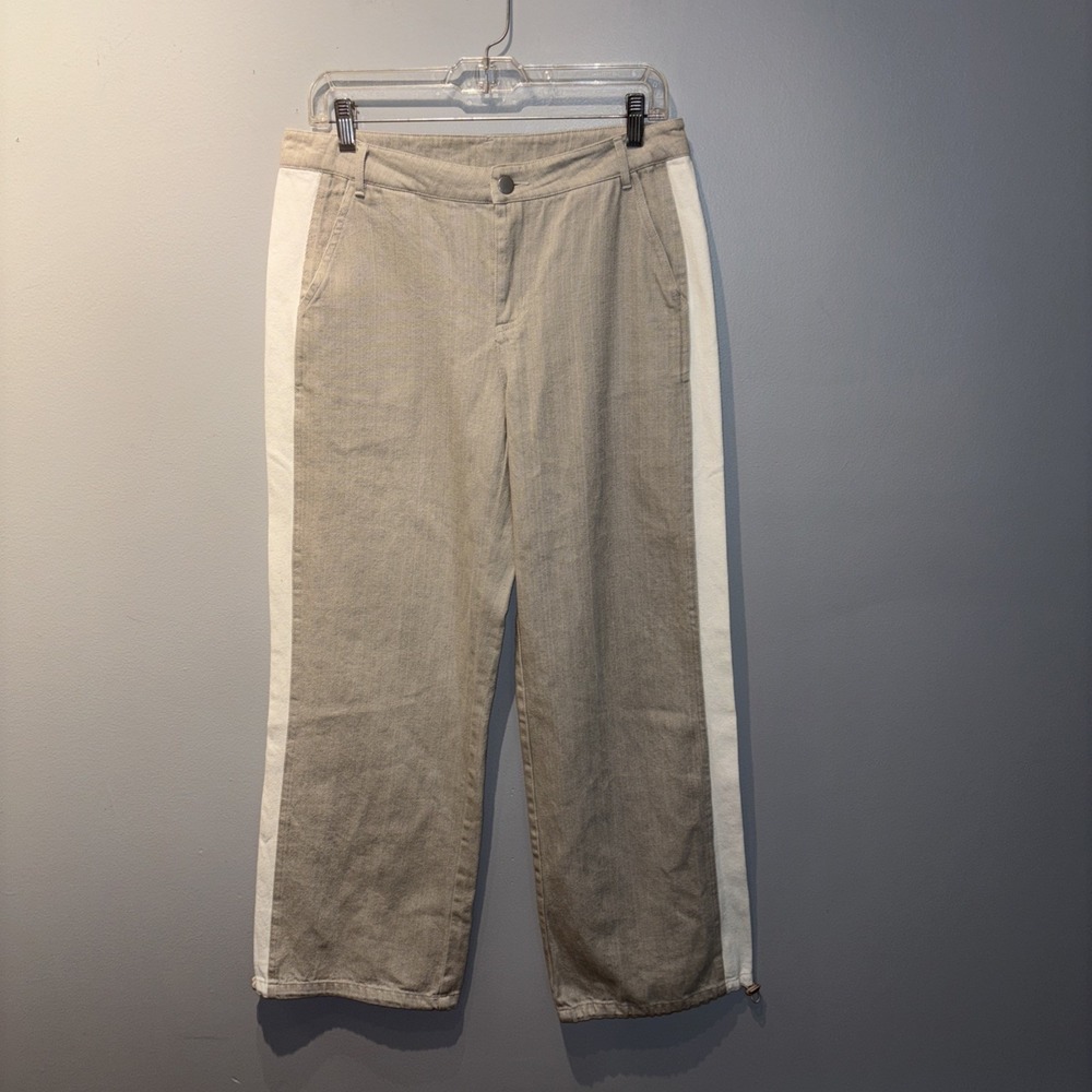 Le Lis Beige ‎ Wide Leg Barrel Jeans Women's Contrast SZM Boho Street wear